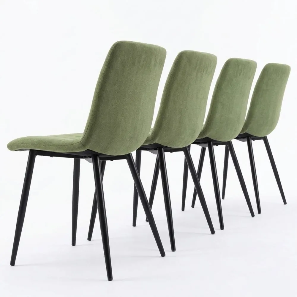 Juego de 4 sillas de comedor tapizadas en verde, certificadas SGS, 45cm x 56cm x 84cm