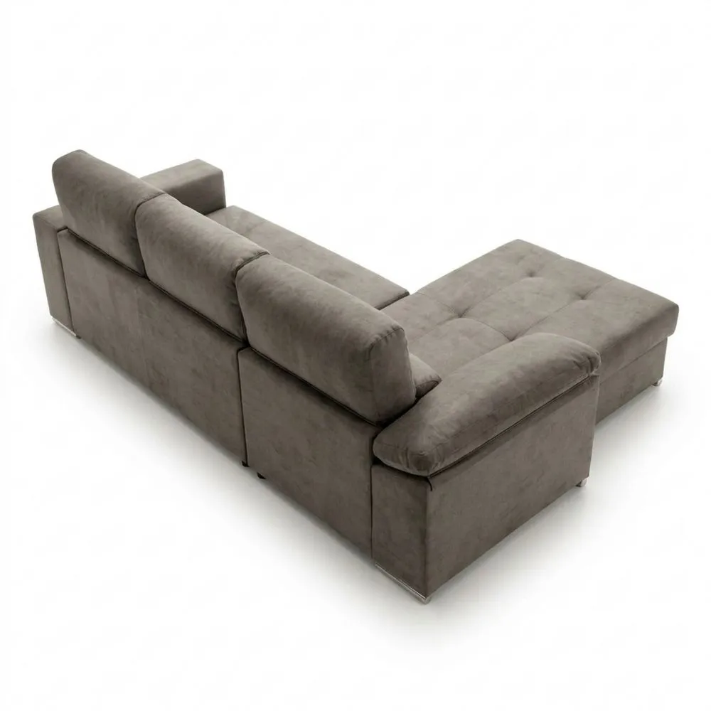 Sofá Chaise Longue Cama con Almacenamiento Derecho Gris Oscuro