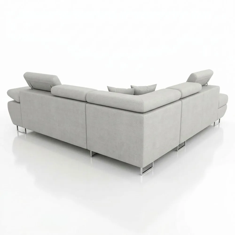 Sofá Rinconero en L con Función de Dormir y Reposacabezas Ajustables