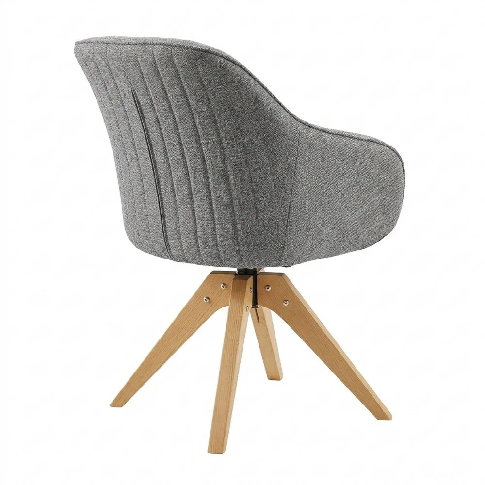 Silla de Comedor con Patas de Madera y Acabado de Lino