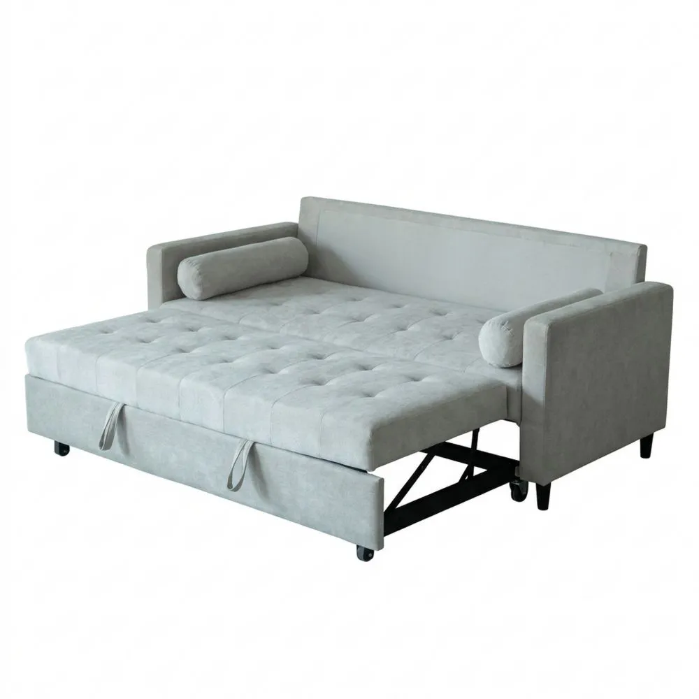 Sofá Cama Multifuncional de 3 Plazas con Apertura por Arrastre de 210 cm en Tela Antimanchas Color Ártico