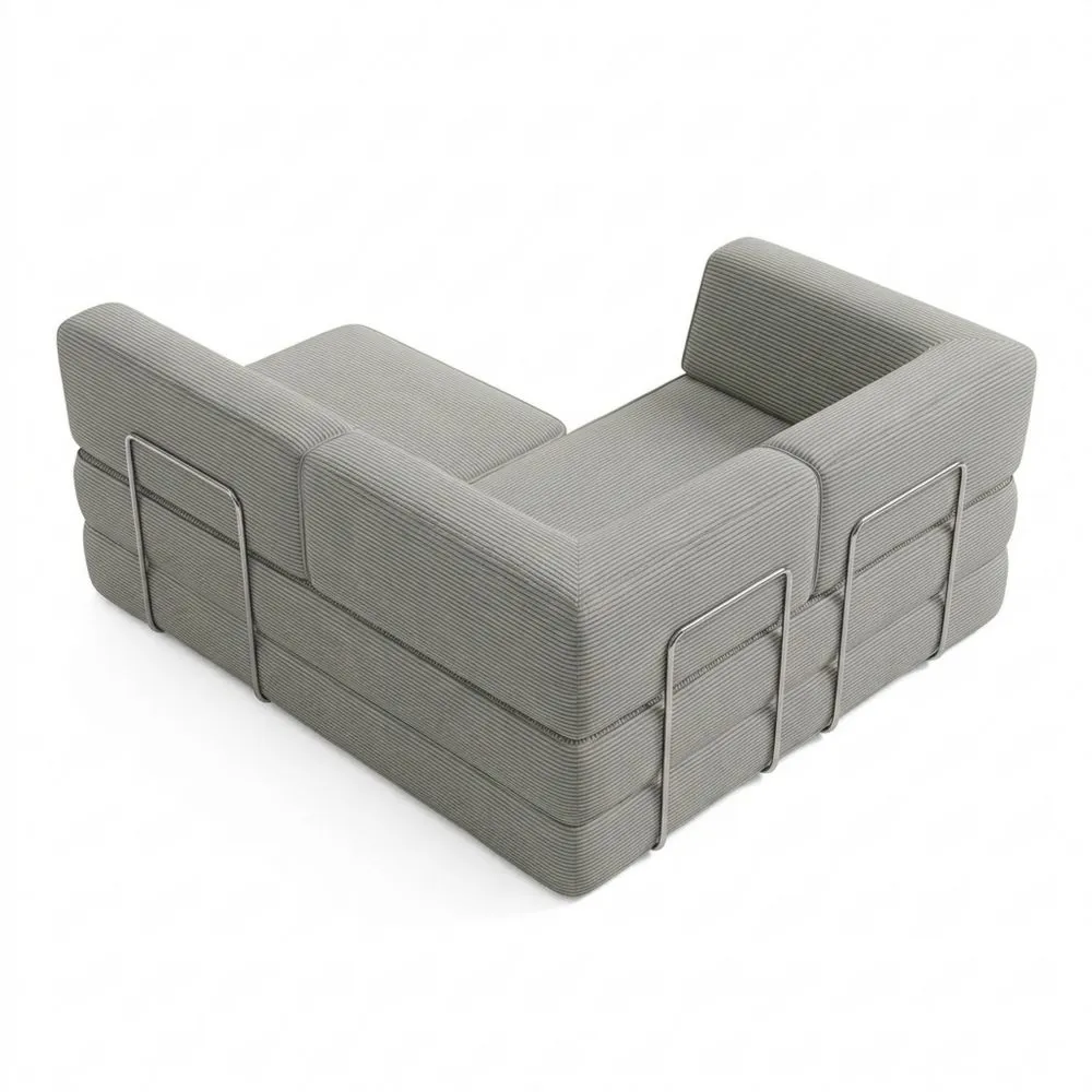 Sofá Cama de Suelo con Respaldo y Soporte para Brazos, 160cm Ancho, Tela de Pana