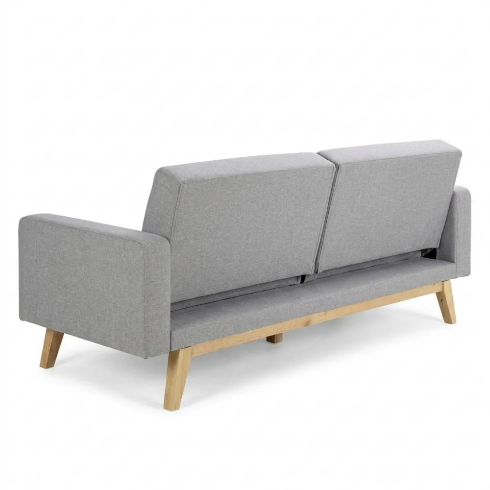 Sofá Cama de 3 Plazas con Sistema Libro o Click-Clack y Cojines Incluidos, Gris Claro