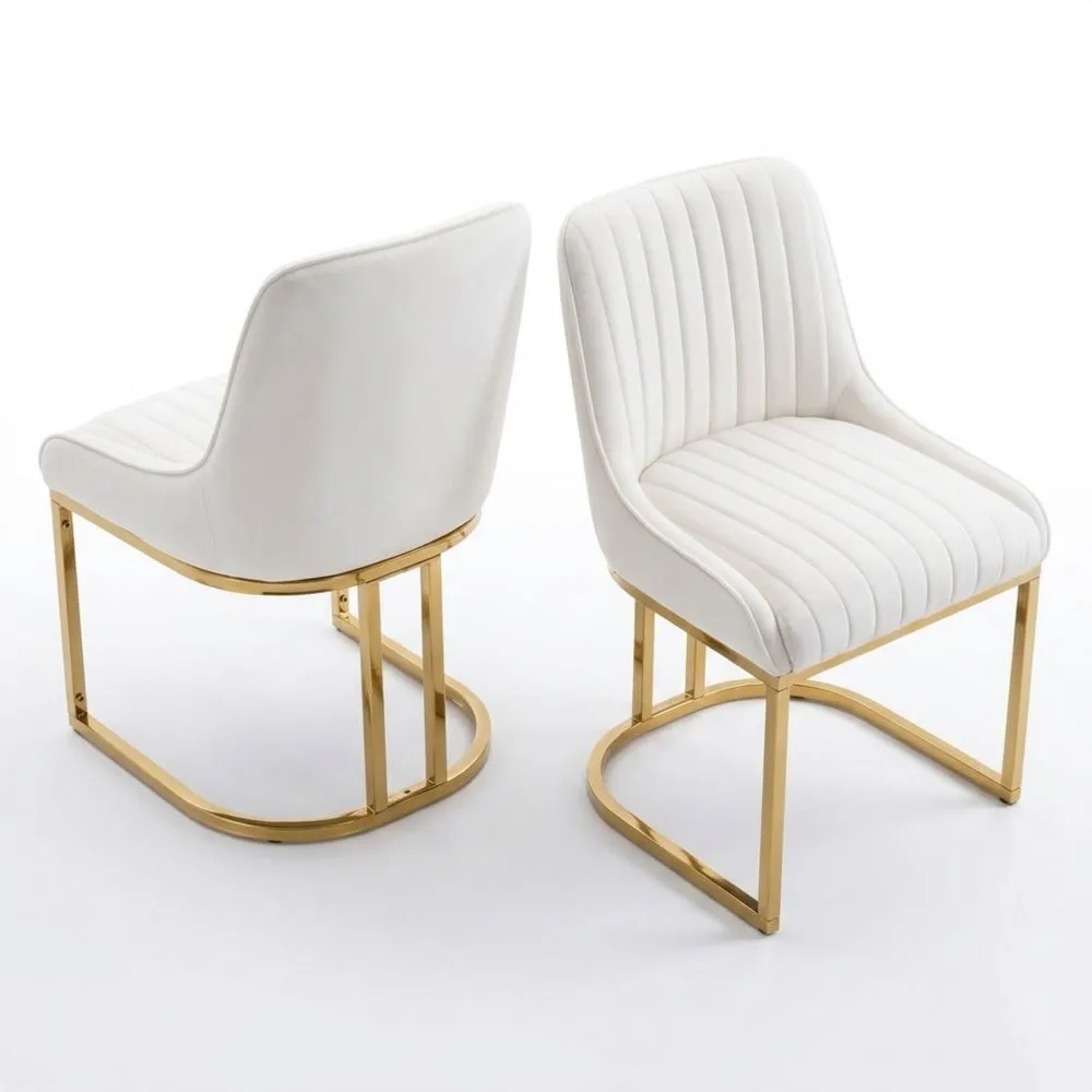 Sillas de Comedor de Terciopelo sin Brazos con Patas Doradas