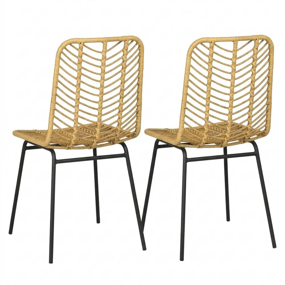 Sillas de Comedor de Ratán Sintético de 2 Unidades para Cocina