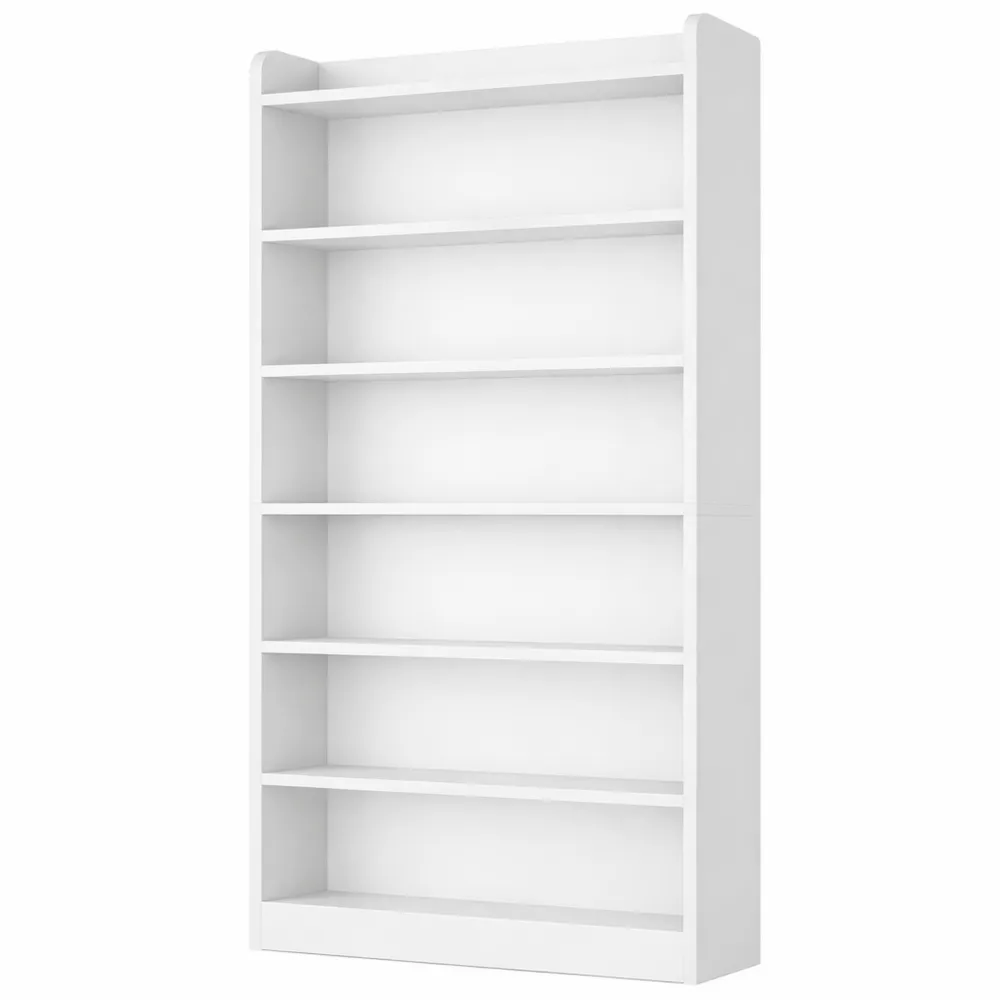 Libreria Verticale a 7 Ripiani con Ripiani Regolabili, Bianca