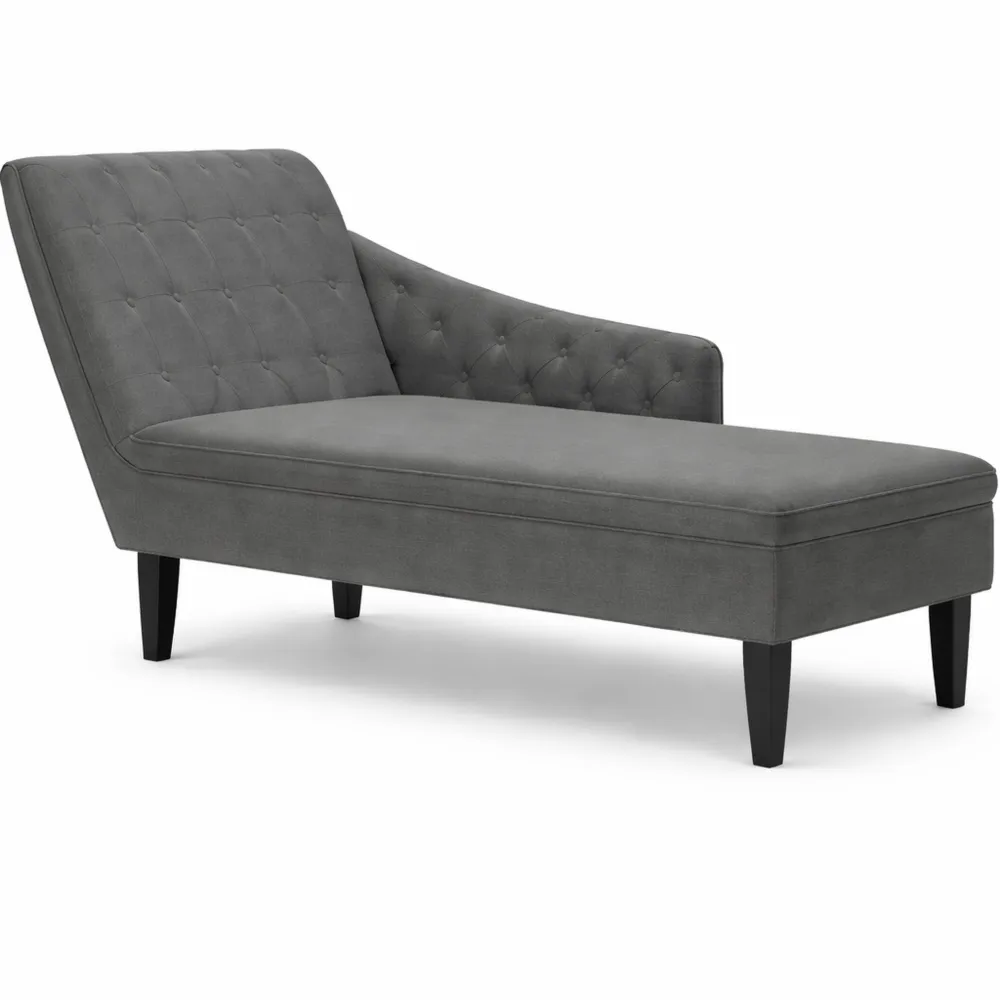 Sdraio Chaise Longue con Cuscino e Bracciolo Destro in Tessuto Grigio Scuro