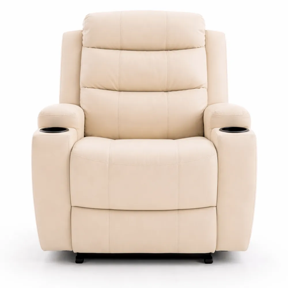 Poltrona Relax Elettrica con Massaggio e Riscaldamento in Finta Pelle Bianca