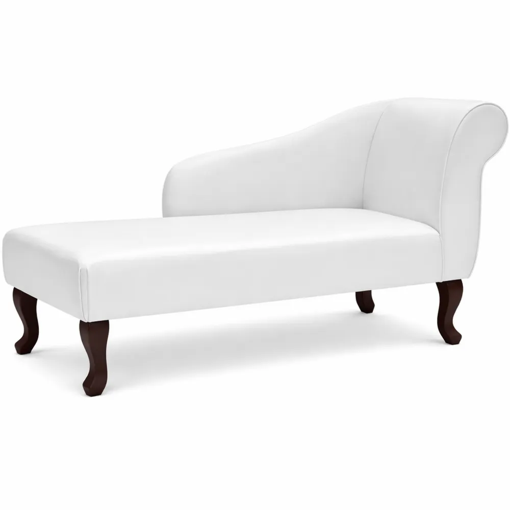 Chaise Longue Reclinabile da Interni in Ecopelle Bianco