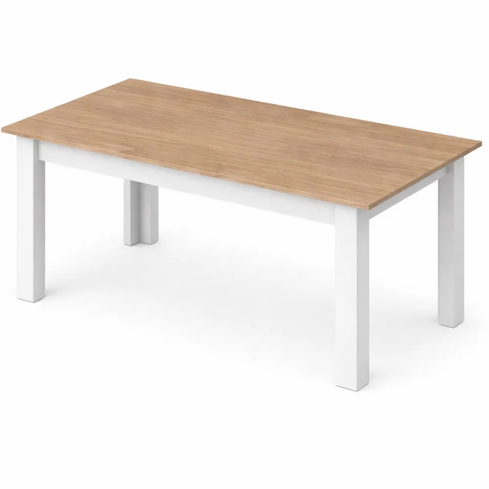Tavolo Allungabile Rettangolare 140x90 cm in Rovere e Bianco