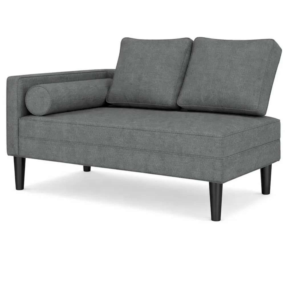 Chaise Longue Imbottita Grigio Scuro in Tessuto Resistente