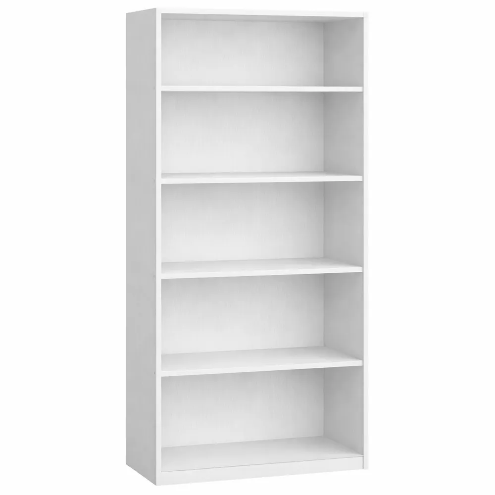 Libreria a 5 Ripiani in Legno Bianco