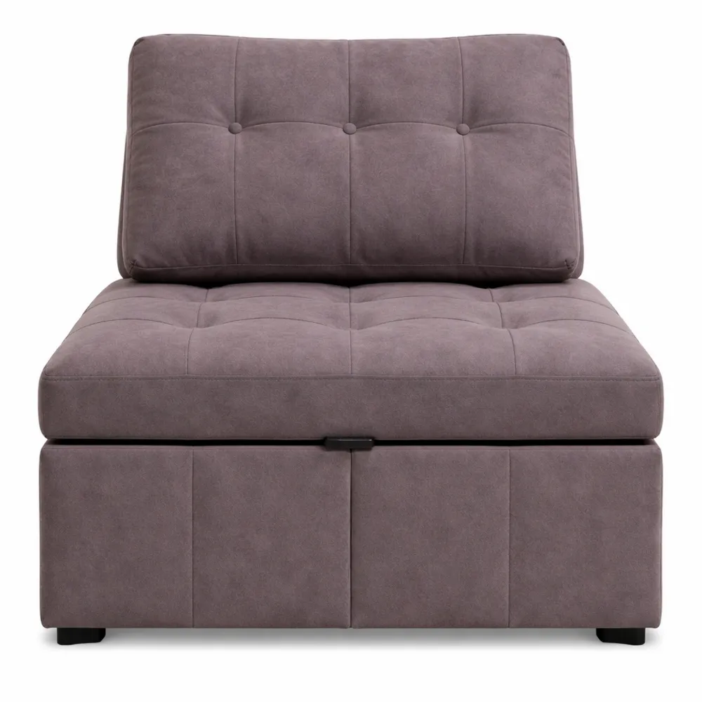 Poltrona letto singolo salvaspazio con schienale regolabile in tessuto marrone