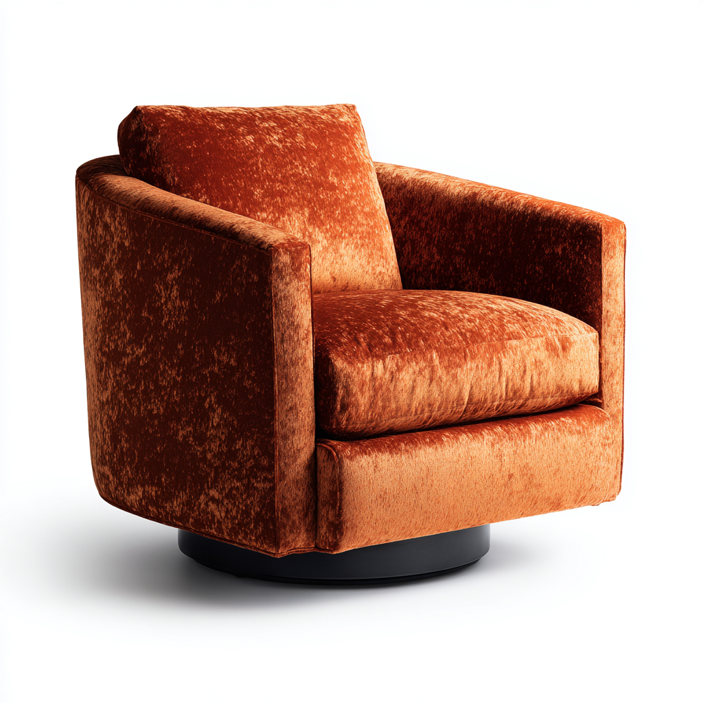 Poltrona-Tessuto velluto-Metallo-74x80x78 cm-Arancione-Stile moderno-Maluxtadecor