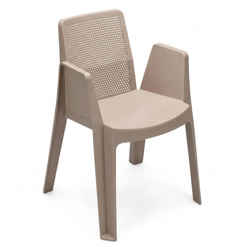 Conjunto de 4 Sillas de Jardín Apilables con Reposabrazos y Respaldo Ventilado para Terraza