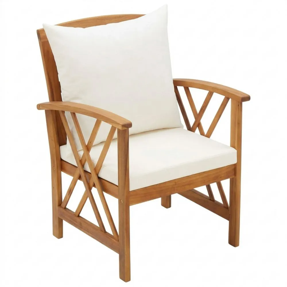 Juego de 2 Sillas de Madera de Acacia con Cojines para Jardín