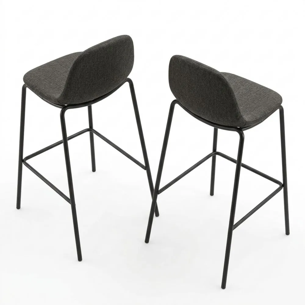 Conjunto de 2 sillas altas tapizadas en gris oscuro para exterior