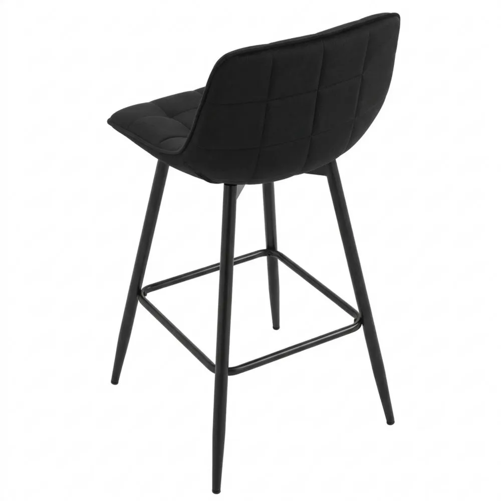 Taburetes de Bar en Terciopelo con Respaldo, Juego de 2, Negro