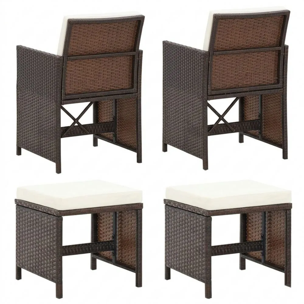 Conjunto de Muebles de Jardín 4 Piezas de Ratán PE Negro