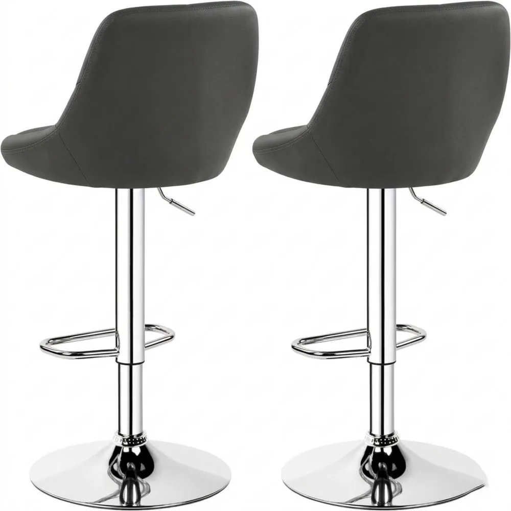 Juego de 2 taburetes de bar ajustables en altura con asiento giratorio y reposapiés