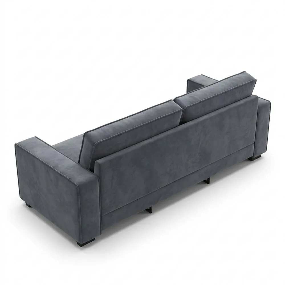 Sofá Moderno de 3 Plazas para Sala de Estar, Terciopelo Gris Oscuro, 180 cm