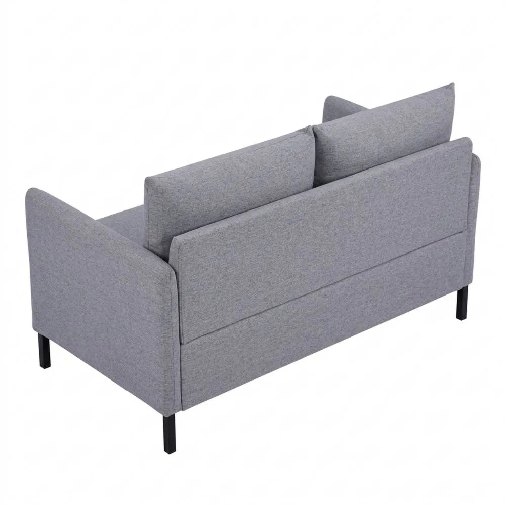 Sofá de 2 Plazas Tapizado en Lino Sintético con Cojines Desmontables y Patas de Acero 130 x 67 x 76.5 cm Gris