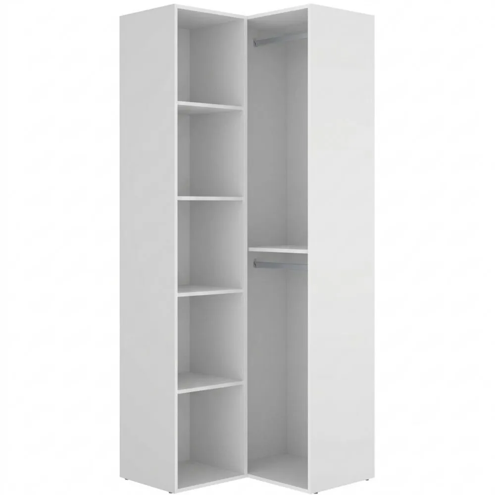 Vestidor Esquinero Reversible en Blanco/Natural 205x84.5x84.5 cm