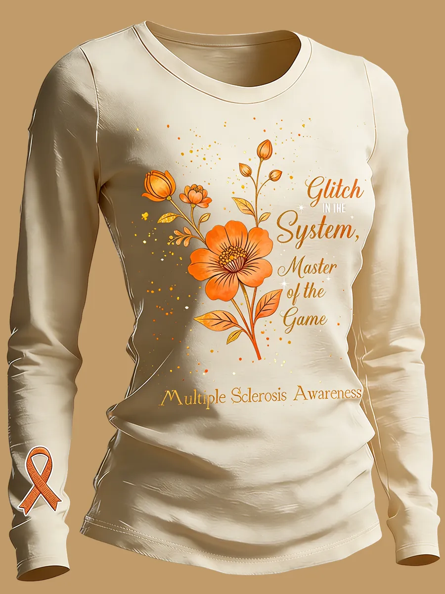 Women's Multiple Sclerosis Awareness Glitch In The System Master Of The Game Prints T-Shirt