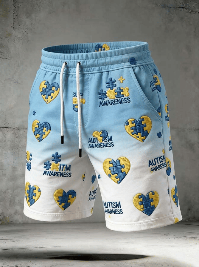 Men's Autism Awareness Print Shorts