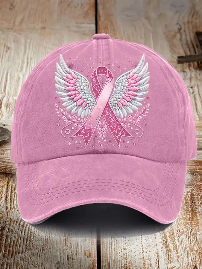 Unisex Breast Cancer Ribbon Print Baseball Cap