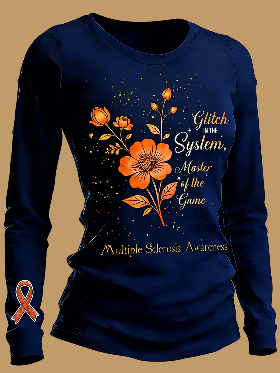 Women's Multiple Sclerosis Awareness Glitch In The System Master Of The Game Prints T-Shirt
