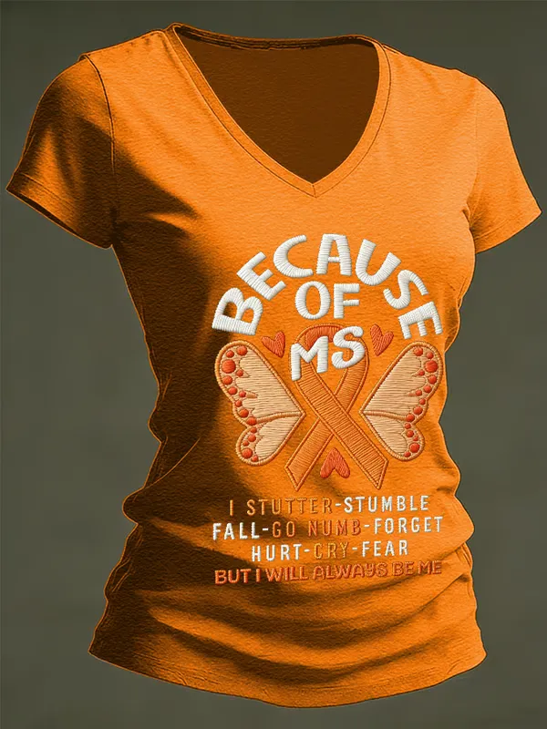 Women's Casual Multiple Sclerosis Awareness Printed T-Shirt