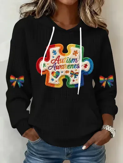 Women's Retro Autism Awareness Print Hoodie