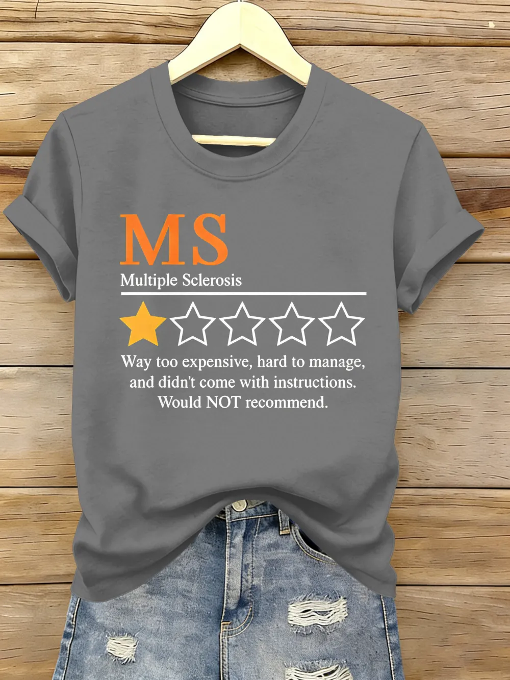 Women's Multiple Sclerosis Awareness I'm Giving MS A One-star Printed Short-sleeved T-shirt.