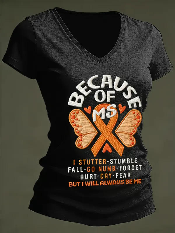 Women's Casual Multiple Sclerosis Awareness Printed T-Shirt