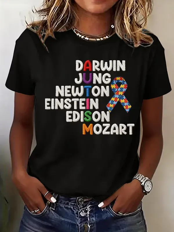 Women's Casual Autism Awareness T-shirt
