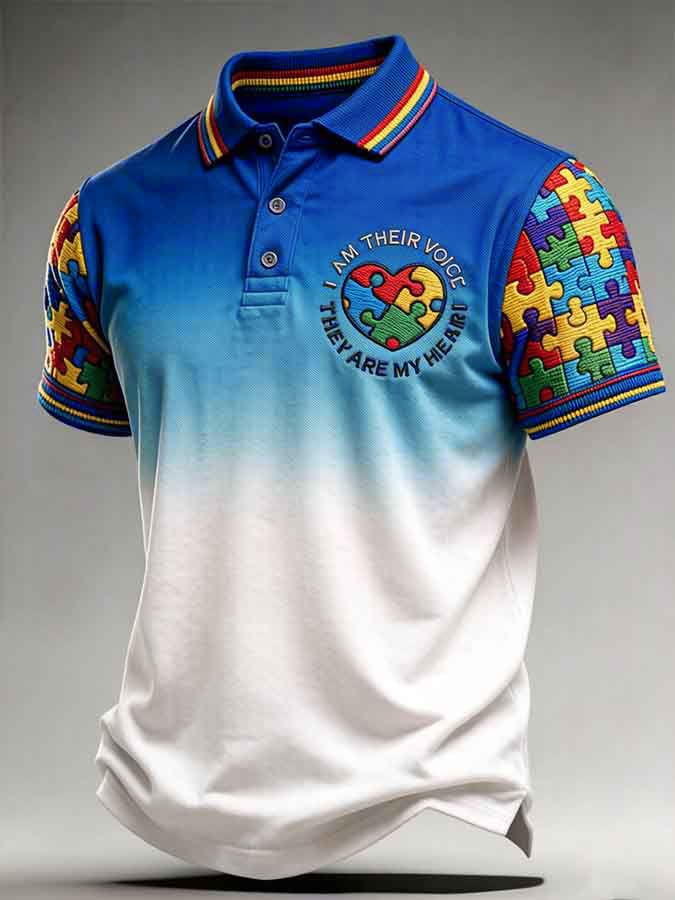 Men's Autism Awareness Print Polo Shirt