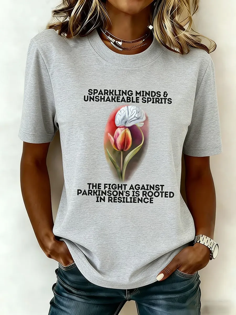 Tulip Brain Print Parkinson's Awareness T-shirt