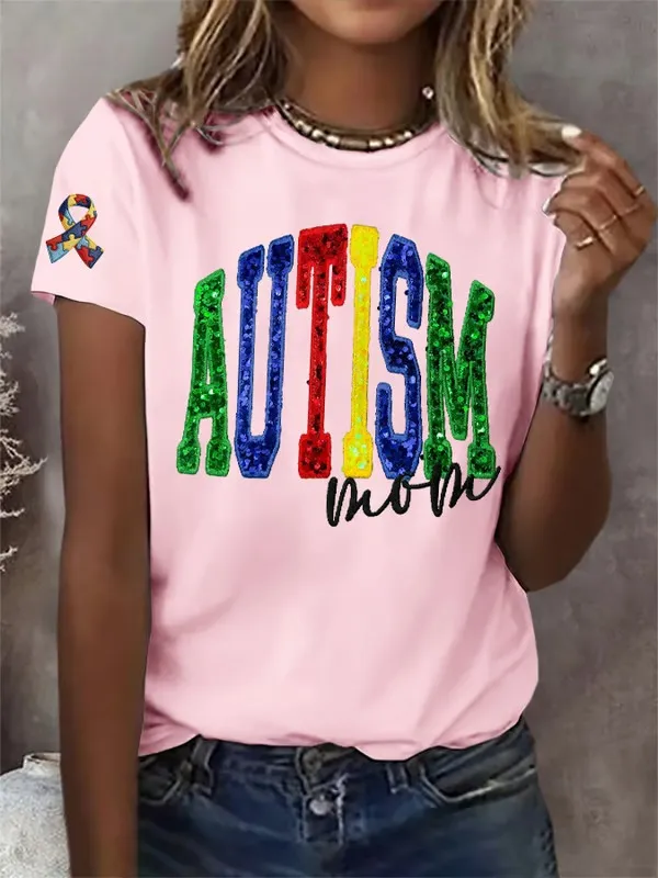 Women's Autism Awareness Print T-shirt