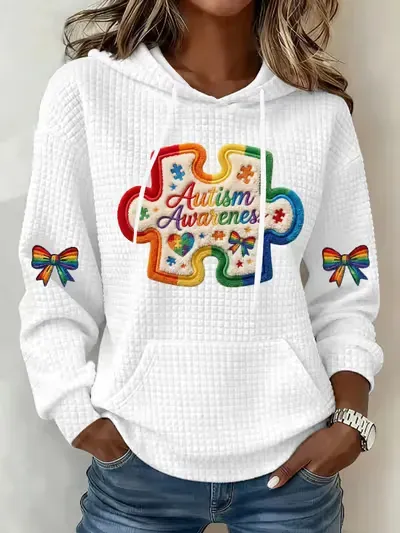 Women's Retro Autism Awareness Print Hoodie