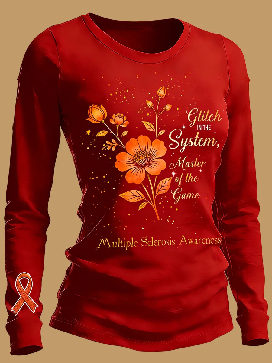 Women's Multiple Sclerosis Awareness Glitch In The System Master Of The Game Prints T-Shirt