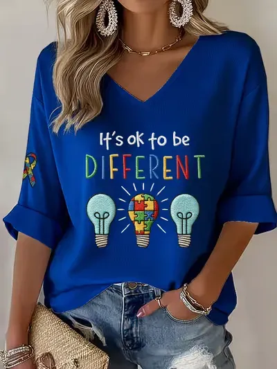 Women's Autism Awareness It's Ok To Be Different Print Top
