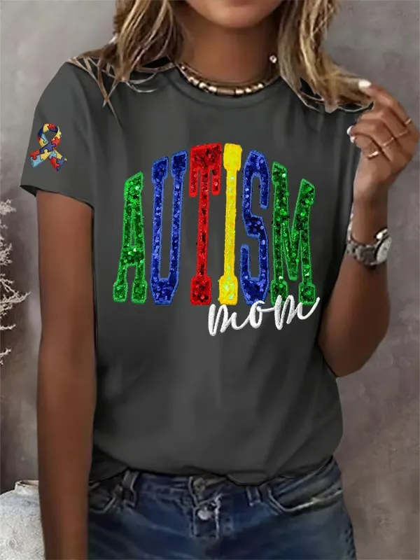 Women's Autism Awareness Print T-shirt