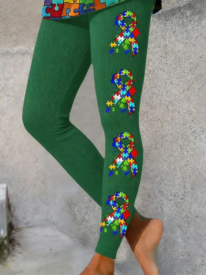 Women's Retro Autism Awareness Print Leggings