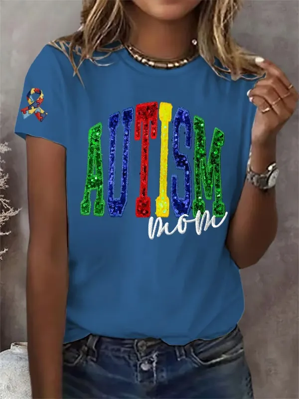 Women's Autism Awareness Print T-shirt