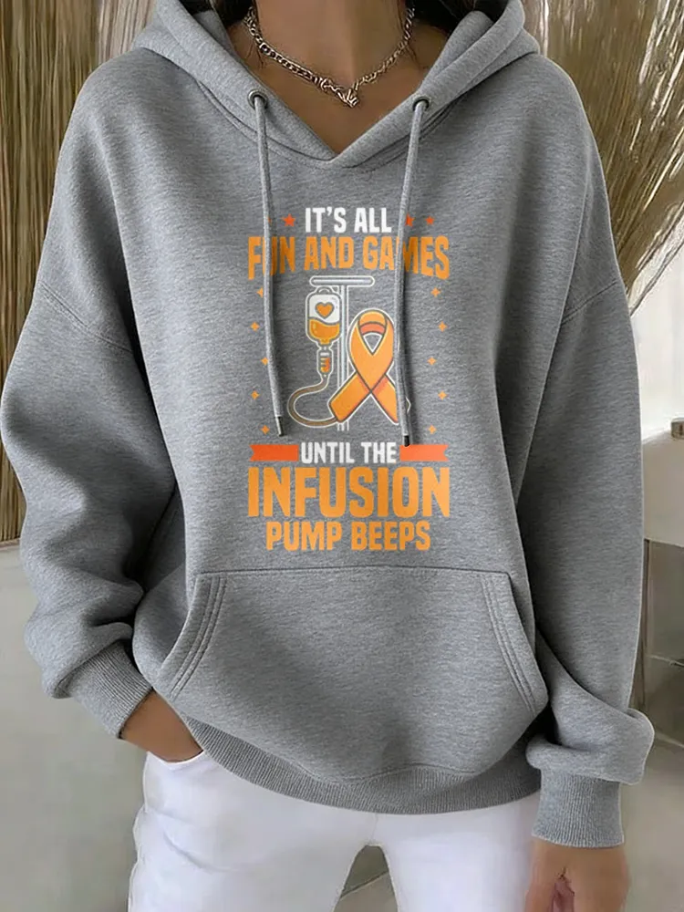 Multiple Sclerosis Awareness Until The Infusion Pump Pumps Printed Hoodie