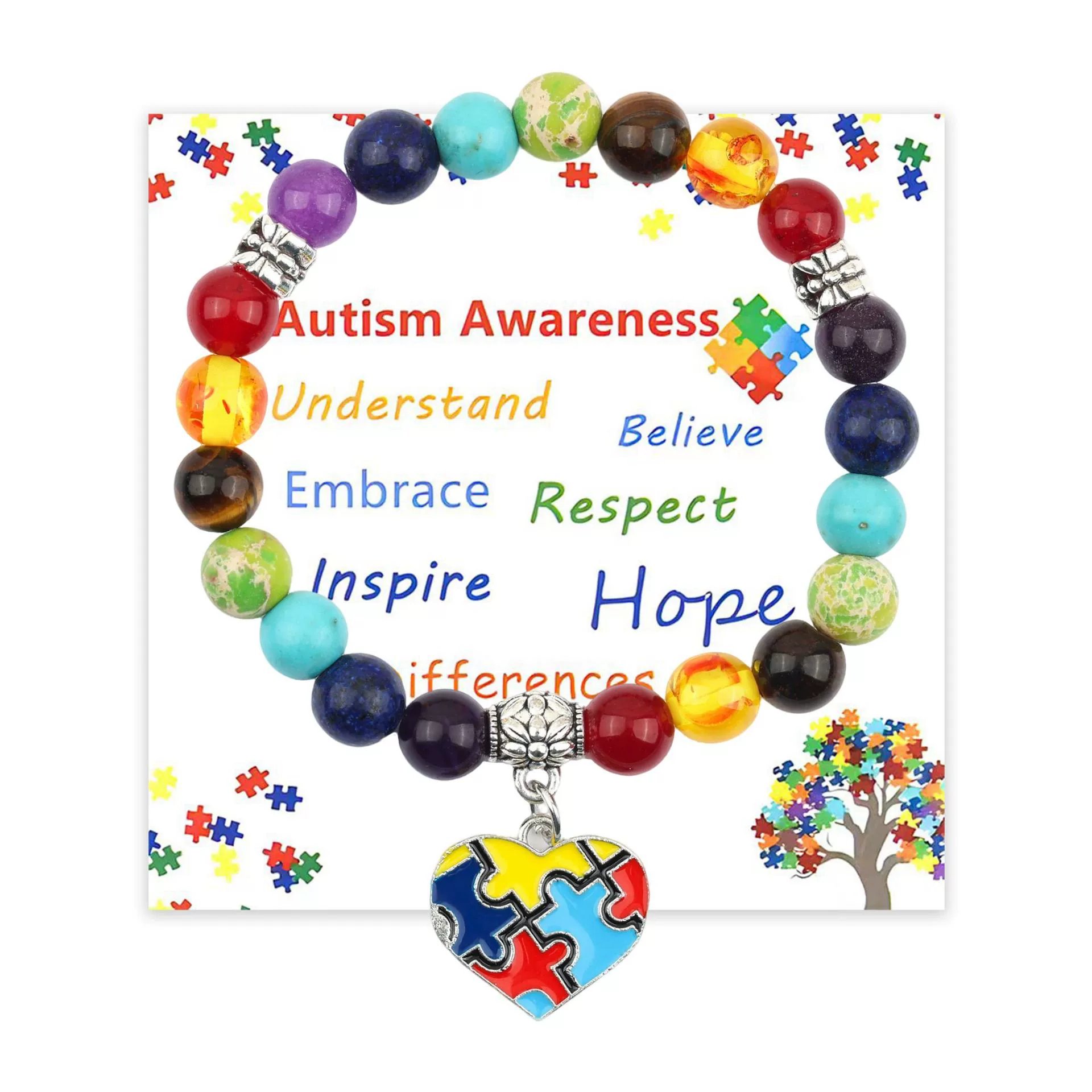 Autism Rainbow Puzzle Bracelet