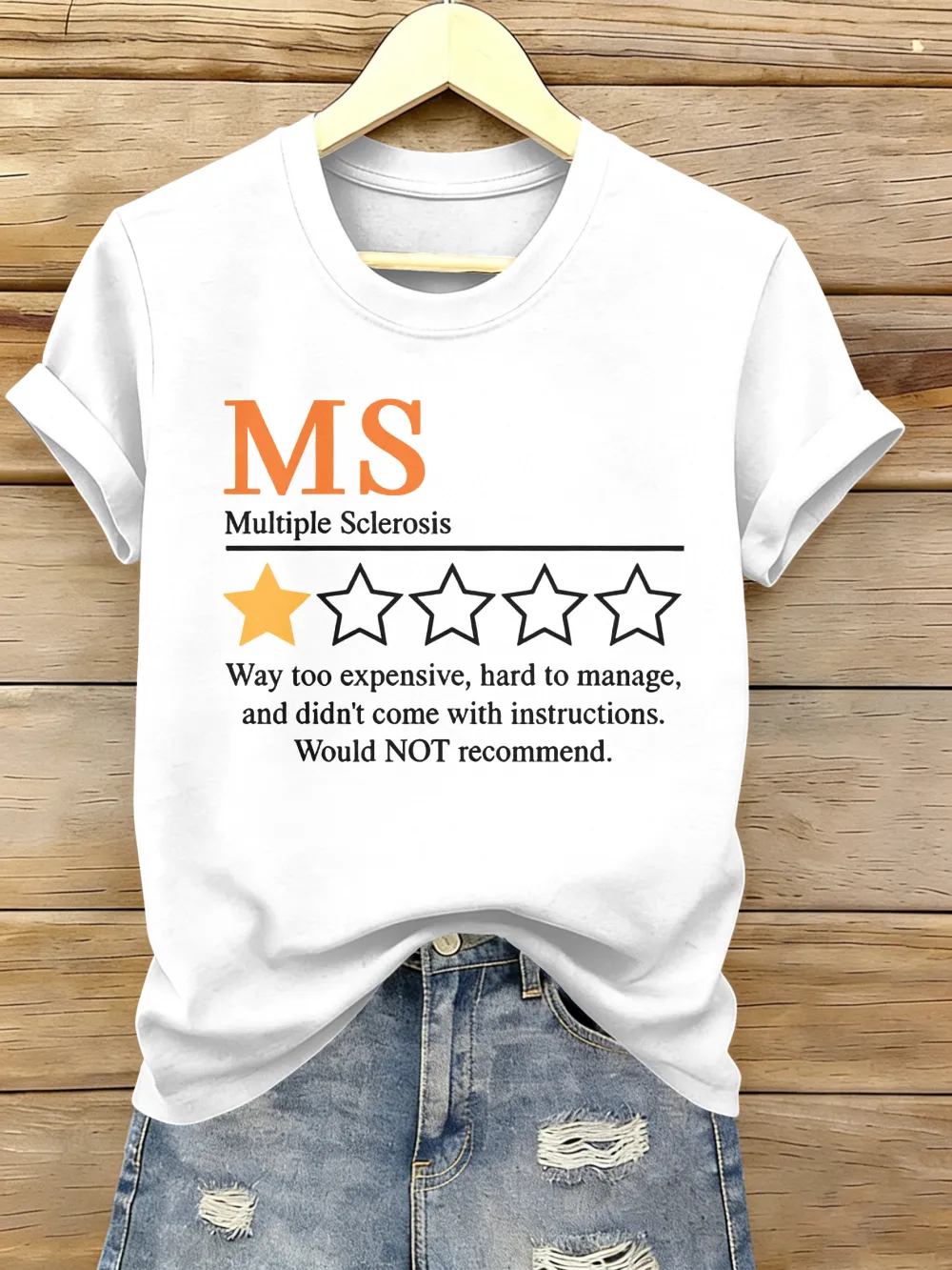 Women's Multiple Sclerosis Awareness I'm Giving MS A One-star Printed Short-sleeved T-shirt.