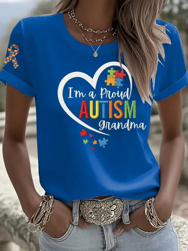 Women's Casual Autism Awareness T-shirt