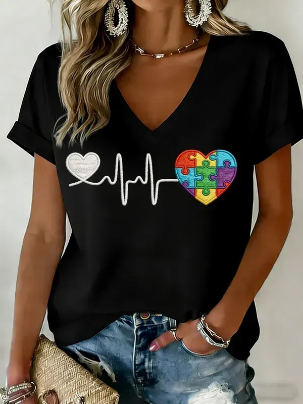 Women's Autism Awareness Print T-shirt